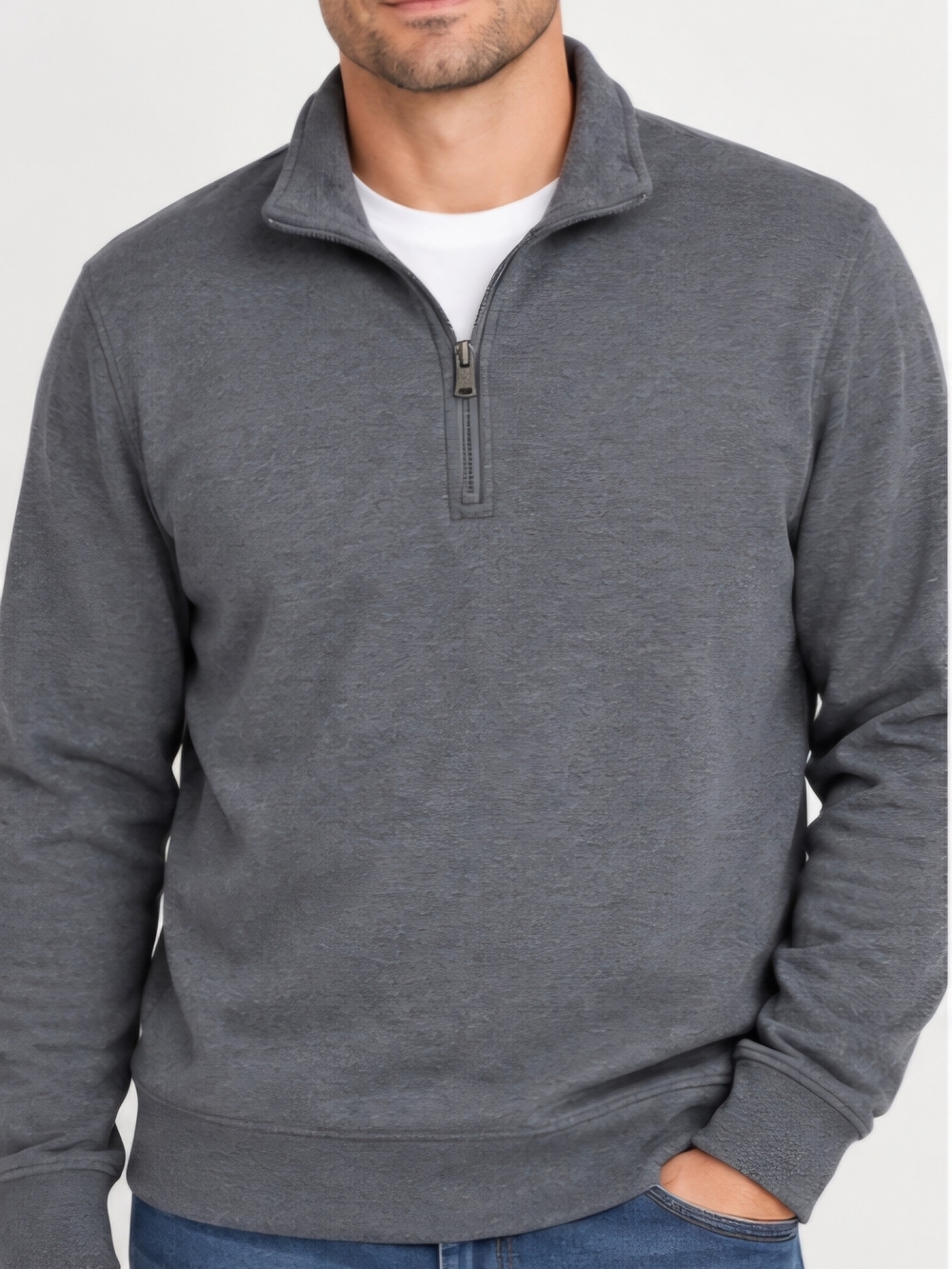 Michael Kors Men’s XL Gray Quarter Zip Pullover Sweatshirt Logo Sleeve